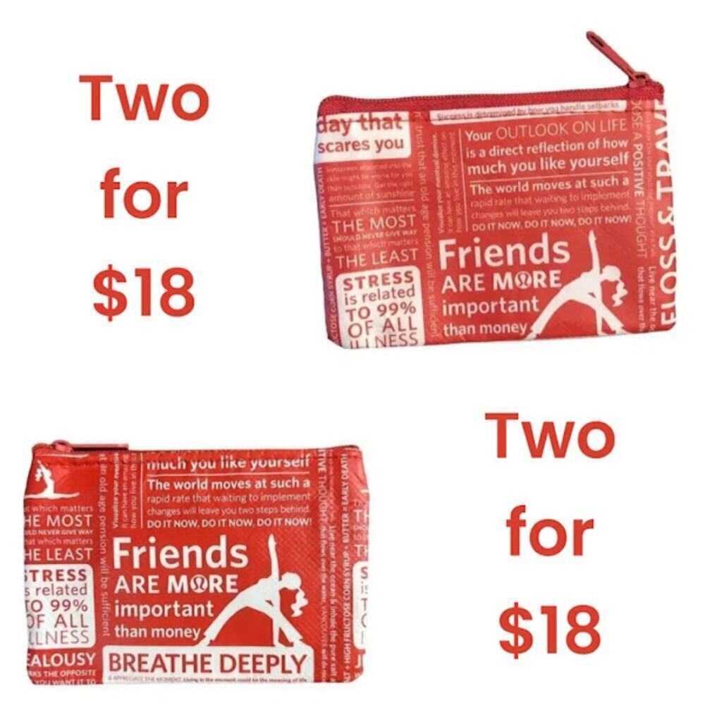 LULULEMON Two (2) Red Manifesto Coin Purse ID Card Mini Pouch NWOT - Picture 1 of 7